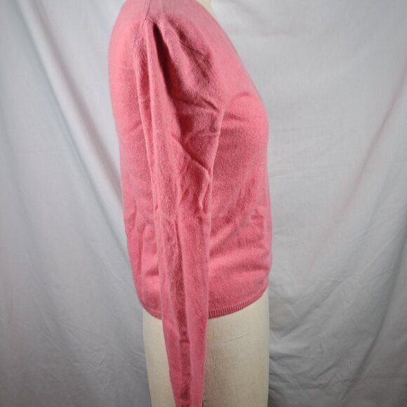 Ann Taylor 100% Cashmere V Neck Pink Long Sleeve Sweater Medium - Picture 4 of 7